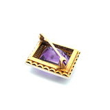 1.00 Carat Amethysts 0.38 Carat Round Brilliant Diamond 18K Gold Pin Brooch