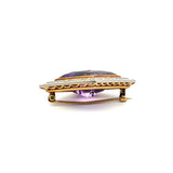 1.00 Carat Amethysts 0.38 Carat Round Brilliant Diamond 18K Gold Pin Brooch