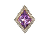 1.00 Carat Amethysts 0.38 Carat Round Brilliant Diamond 18K Gold Pin Brooch