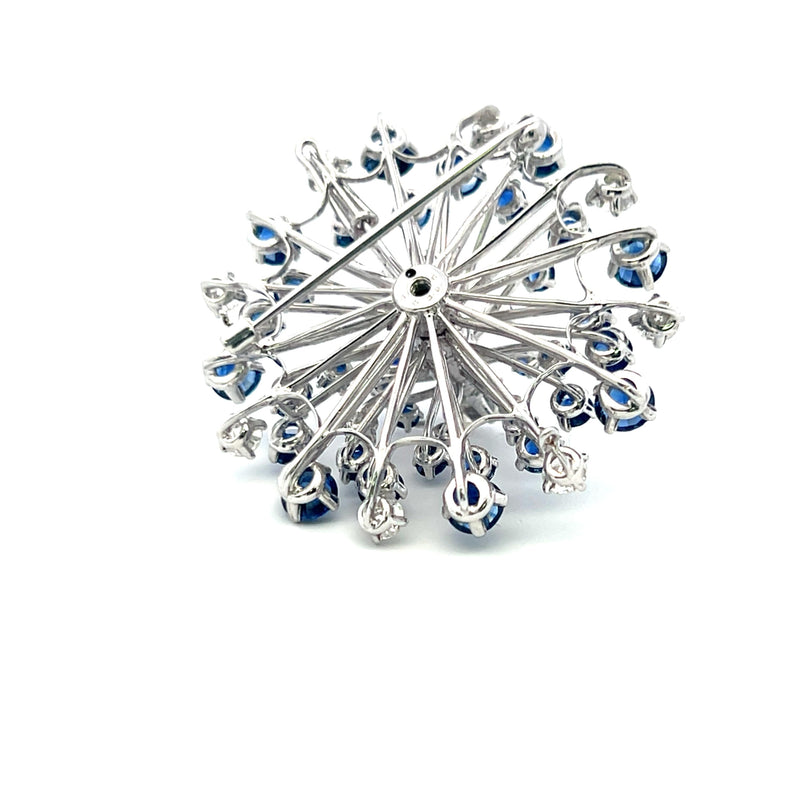 Oscar Heyman 2.72 Carat Sapphire 1.48 Carat Round Diamond Platinum Pin Brooch