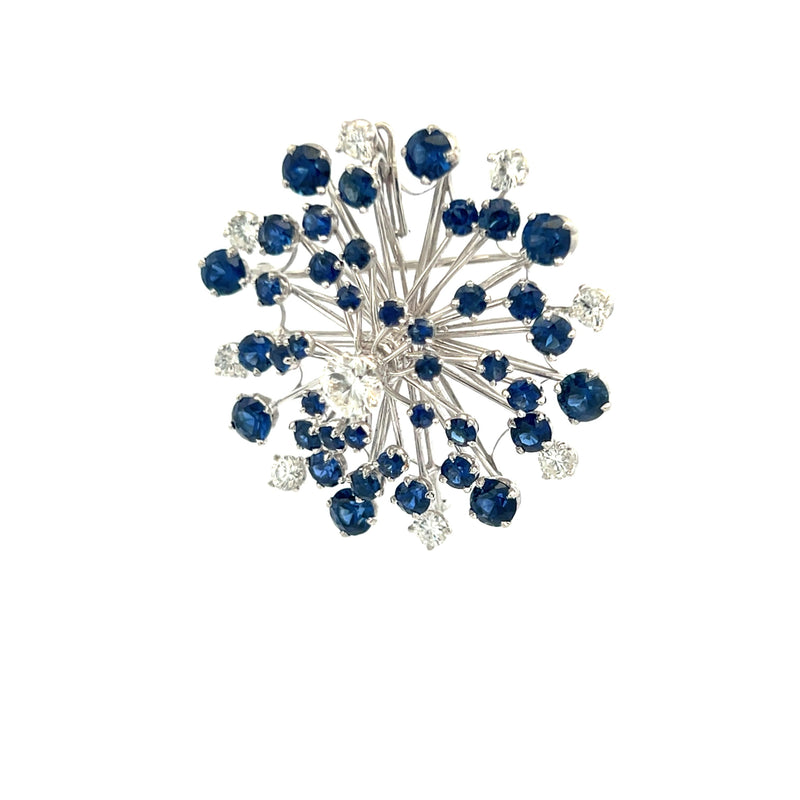 Oscar Heyman 2.72 Carat Sapphire 1.48 Carat Round Diamond Platinum Pin Brooch