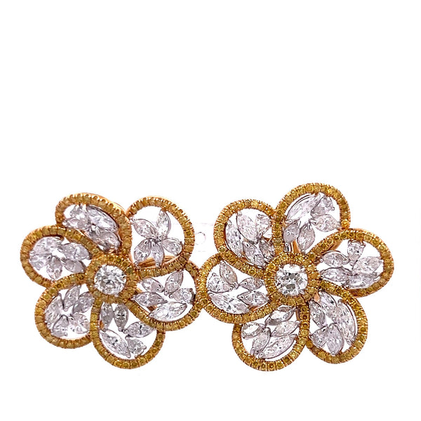 10.10 Carat G VS Round and Fancy Yellow Diamond 18K Gold/Platinum Earrings