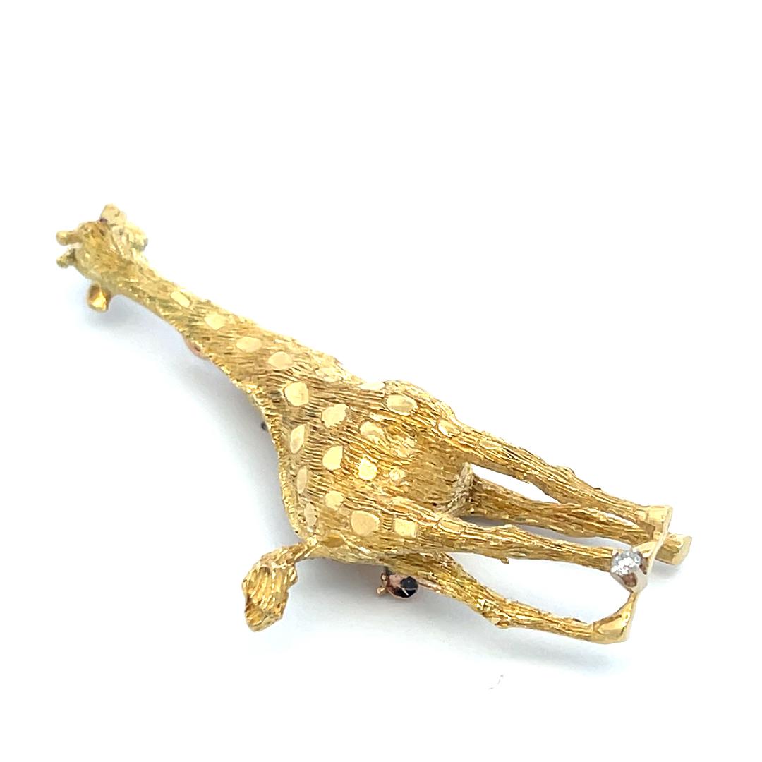 0.05 Carat Round Brilliant H SI Diamond 18 Karat Yellow Gold Pin Brooch