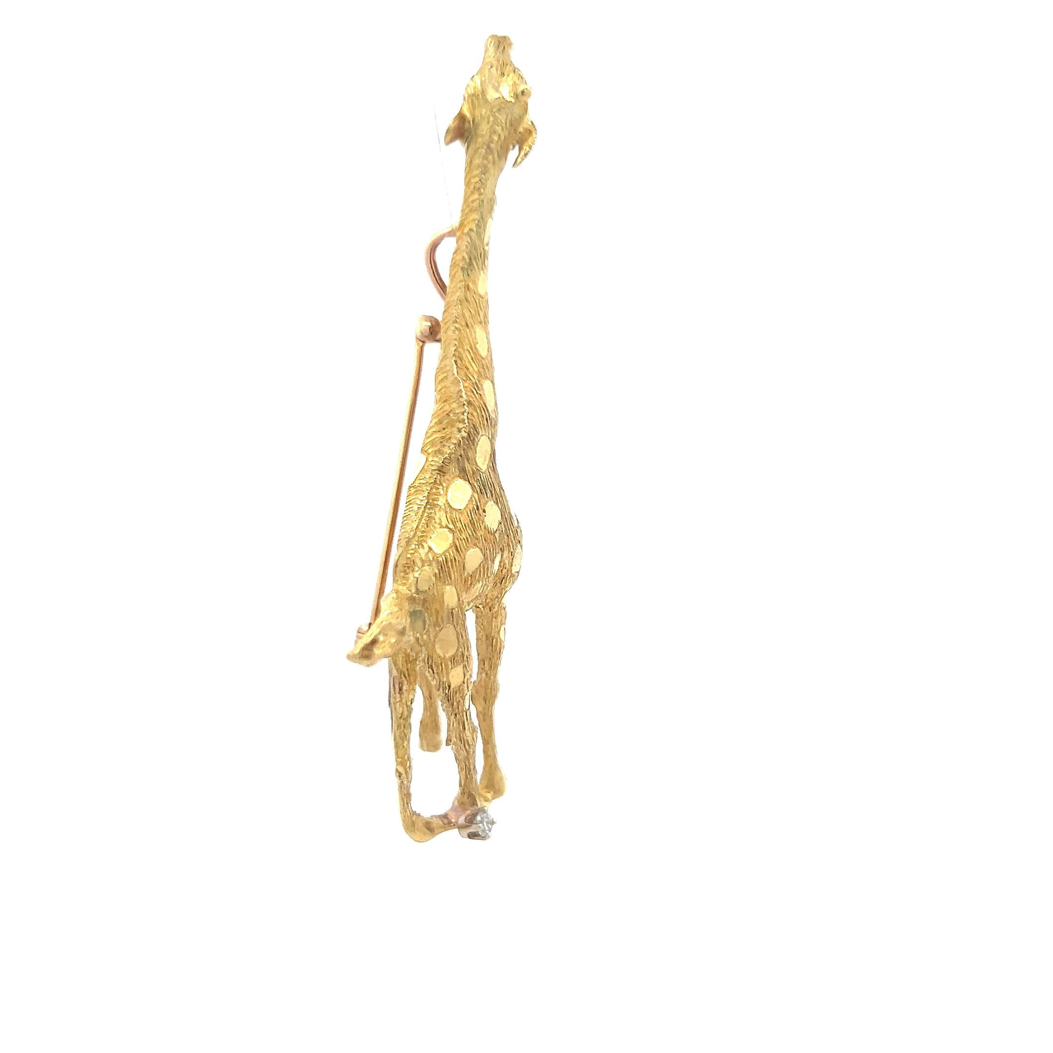 0.05 Carat Round Brilliant H SI Diamond 18 Karat Yellow Gold Pin Brooch