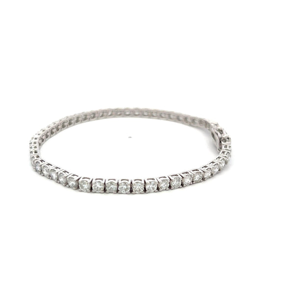 5.83 Carat Round Brilliant H SI Diamond 14 Karat White Gold Tennis Bracelet
