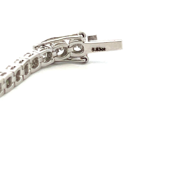 5.83 Carat Round Brilliant H SI Diamond 14 Karat White Gold Tennis Bracelet