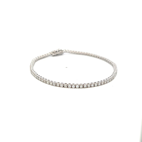 1.96 Carat Round Brilliant Diamond 14 Karat White Gold Tennis Bracelet