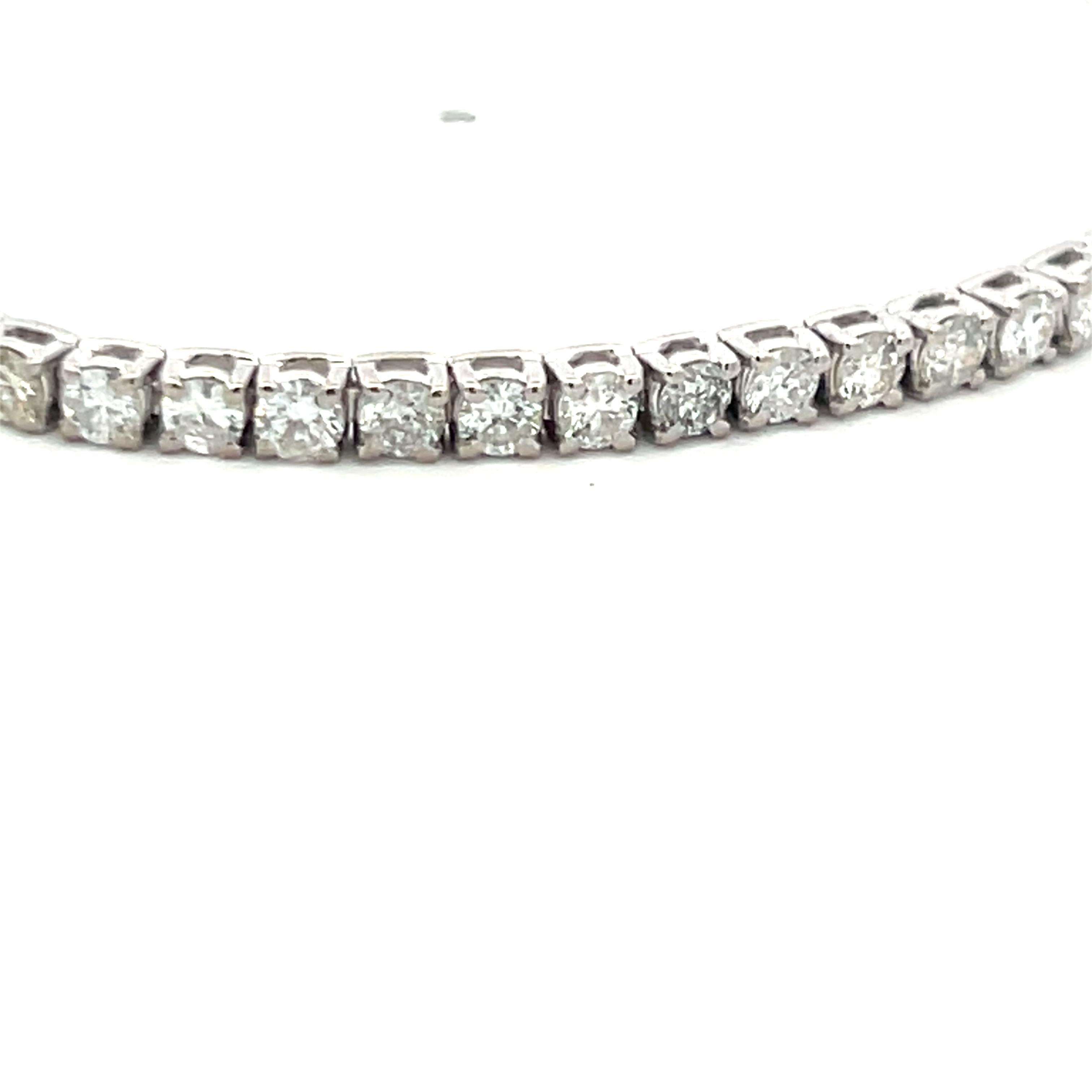 4.83 Carat Round Brilliant Diamond 14 Karat White Gold Tennis Bracelet