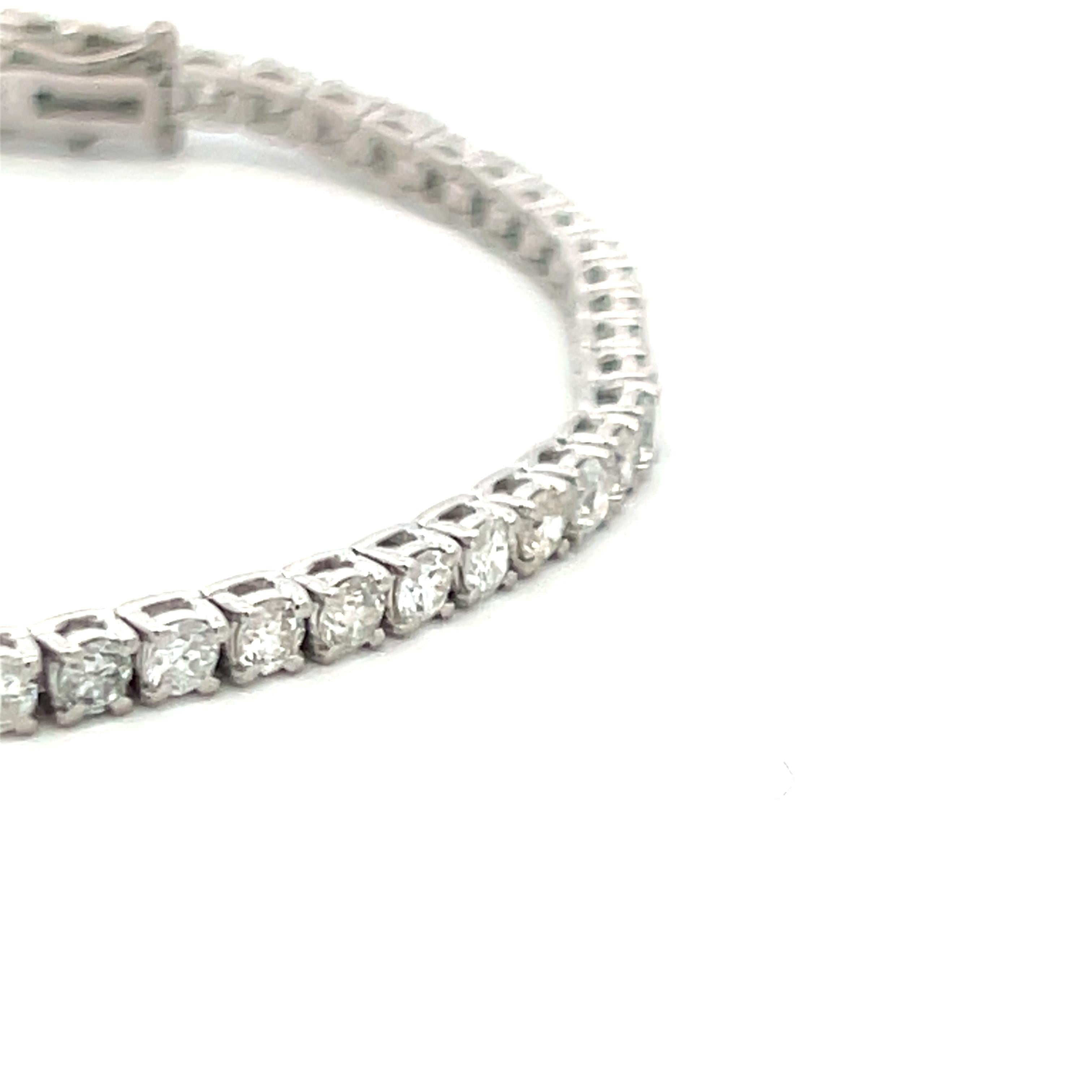 4.83 Carat Round Brilliant Diamond 14 Karat White Gold Tennis Bracelet