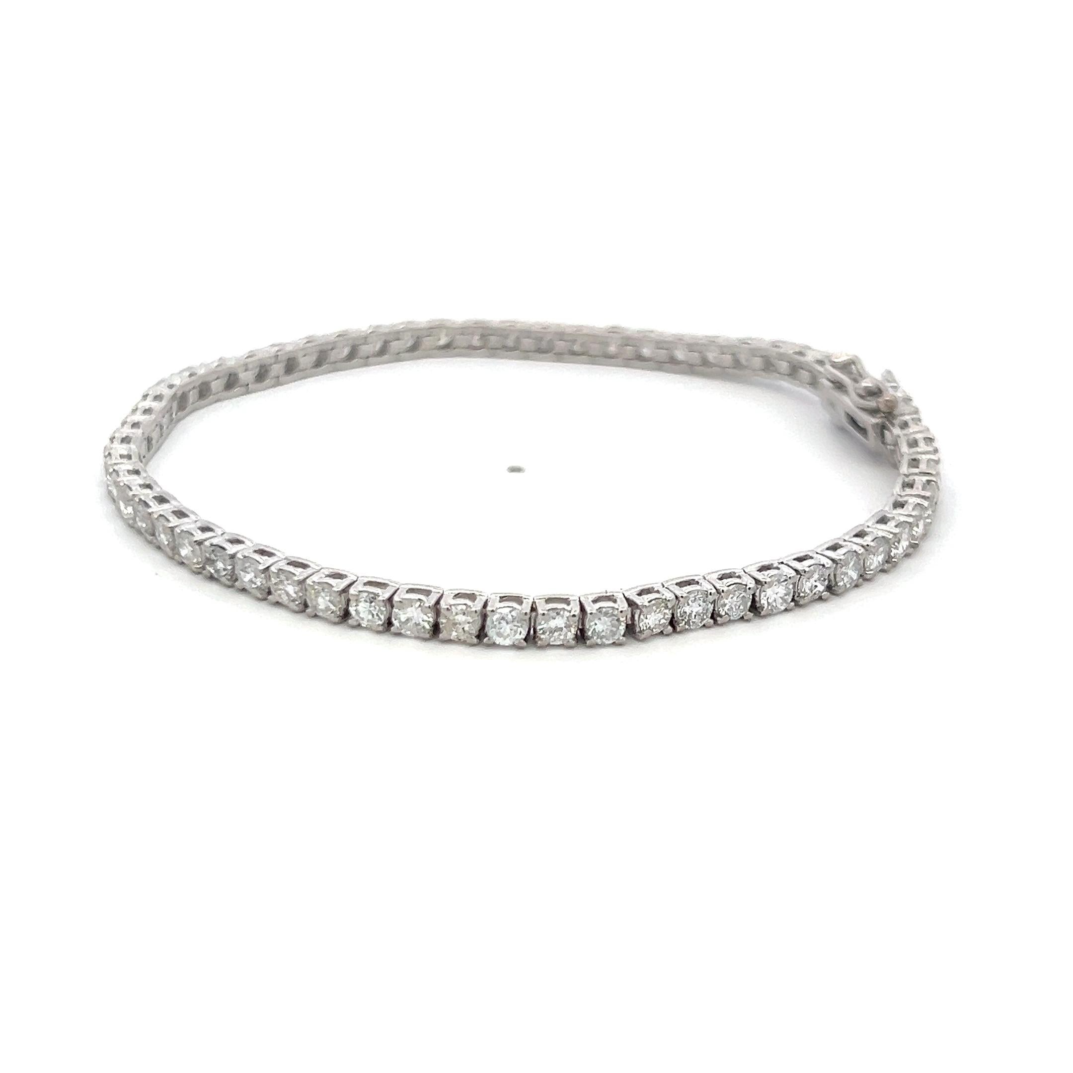 4.83 Carat Round Brilliant Diamond 14 Karat White Gold Tennis Bracelet