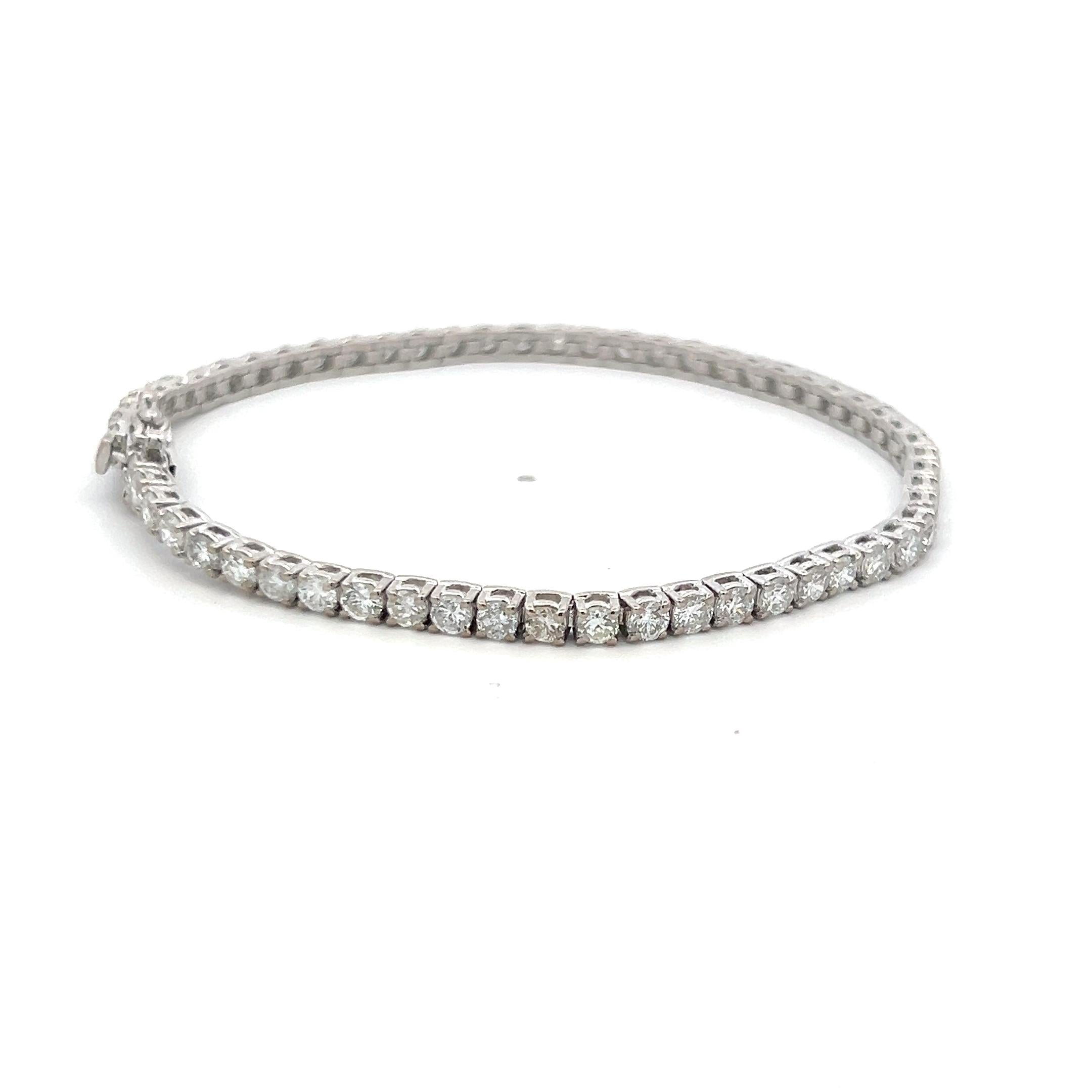 4.83 Carat Round Brilliant Diamond 14 Karat White Gold Tennis Bracelet