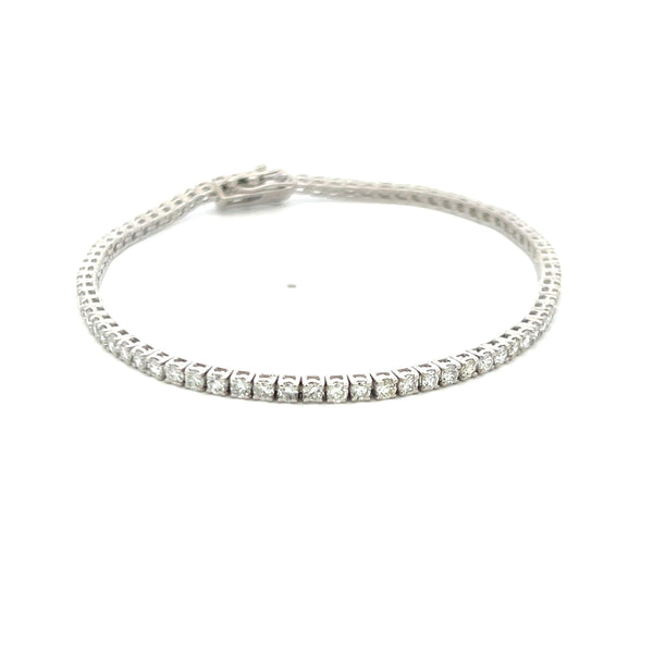 2.96 Carat Round Brilliant Diamond 14 Karat White Gold Tennis Bracelet