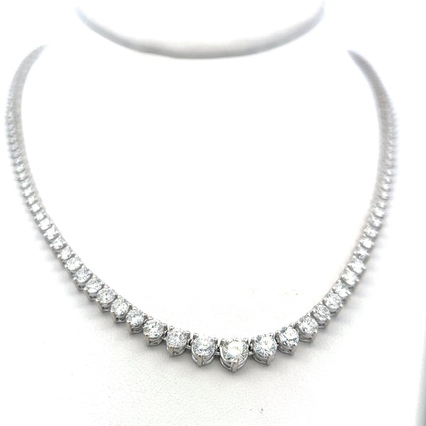 9.39ct Round Brilliant Diamond Riviera Necklace in 14K White Gold