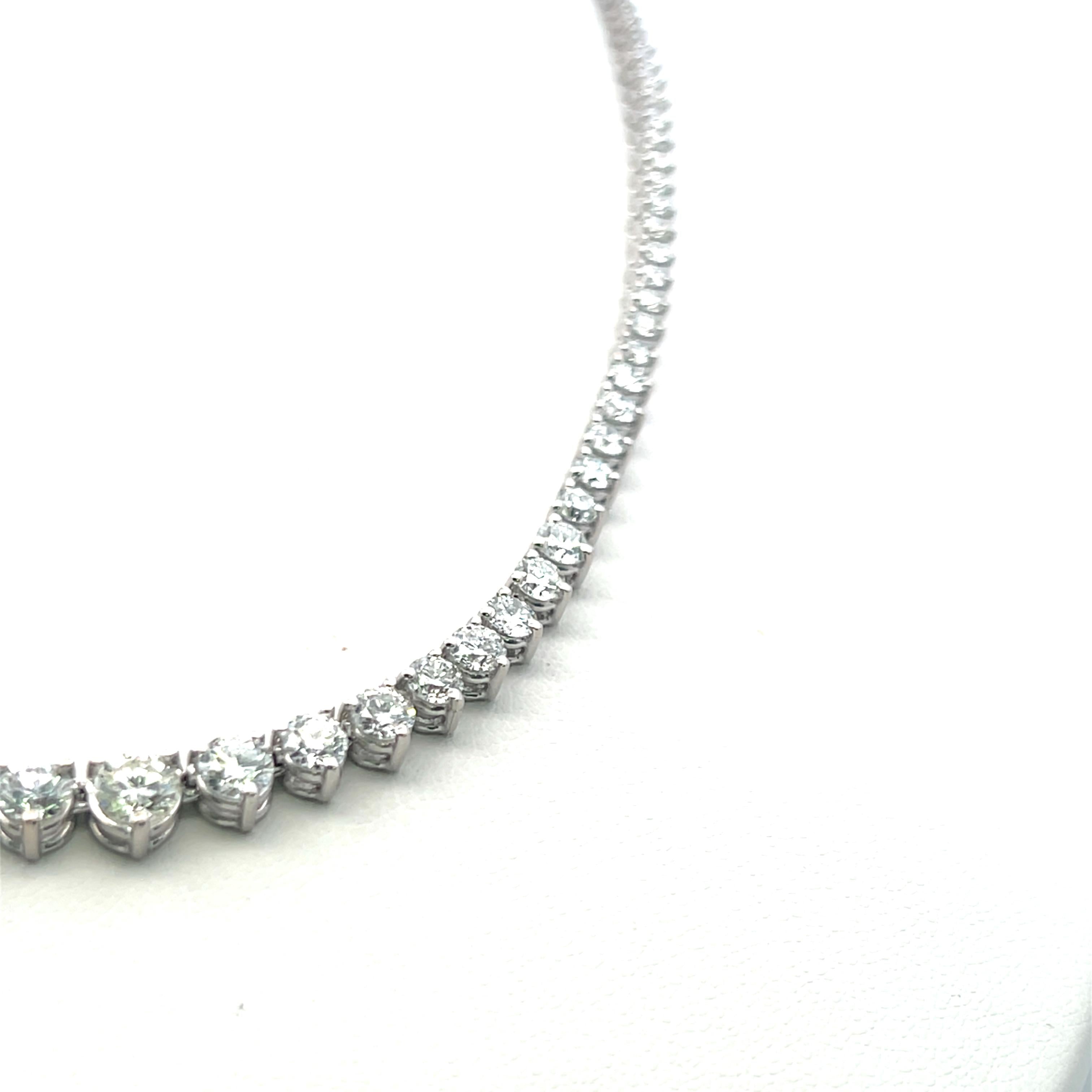 9.39ct Round Brilliant Diamond Riviera Necklace in 14K White Gold