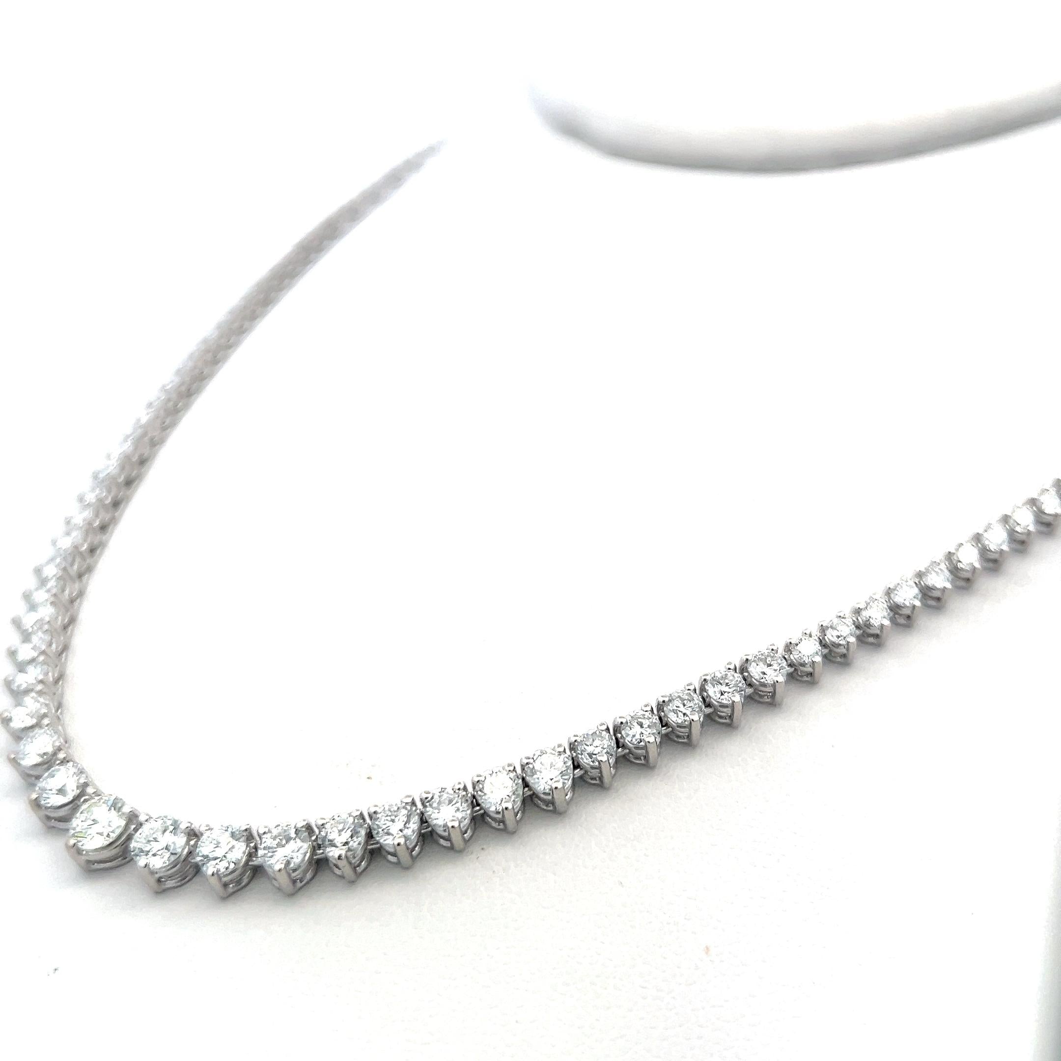 9.39ct Round Brilliant Diamond Riviera Necklace in 14K White Gold