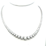 9.39 Carat Round Brilliant Diamond 14 Karat White Gold Riviera Necklace