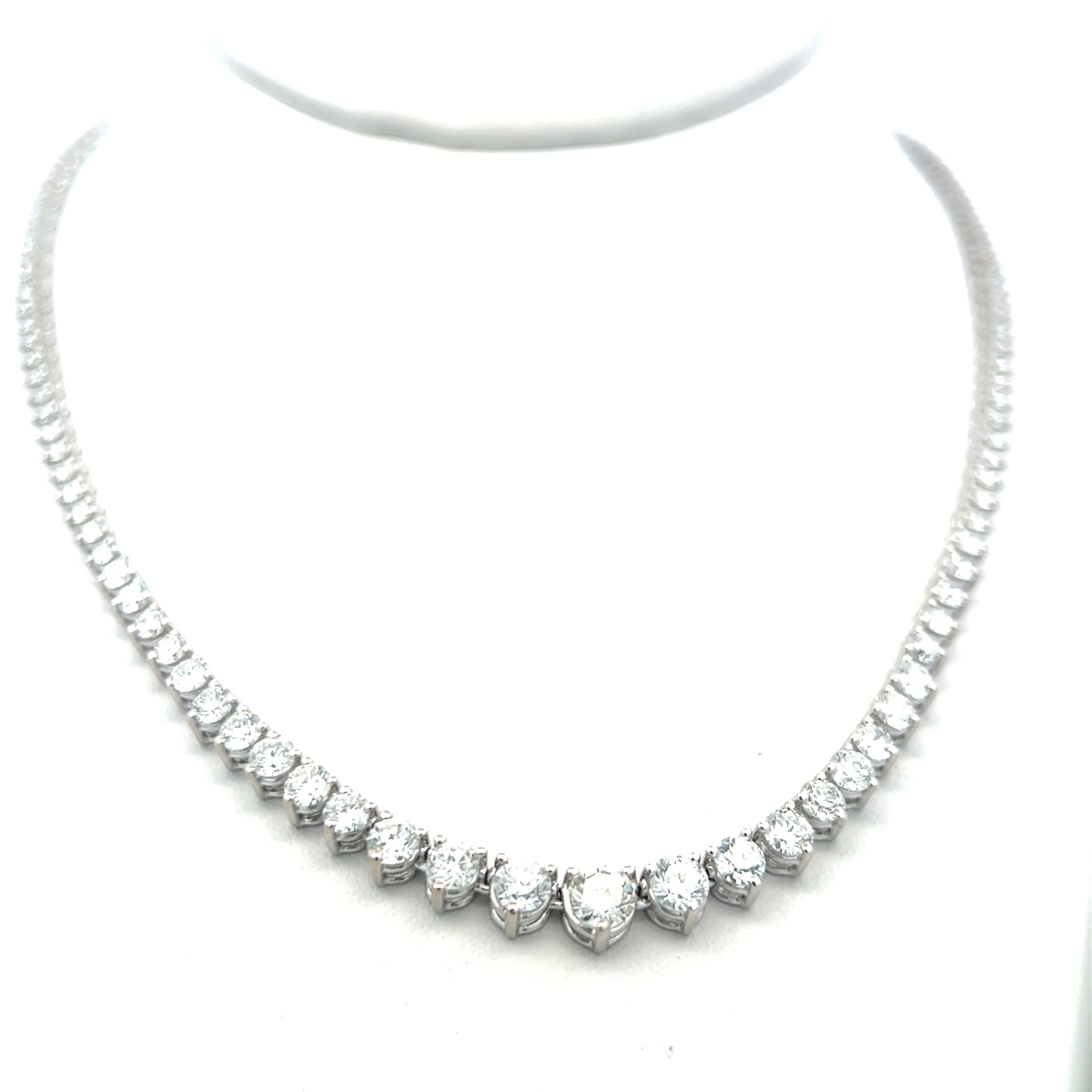 9.39ct Round Brilliant Diamond Riviera Necklace in 14K White Gold