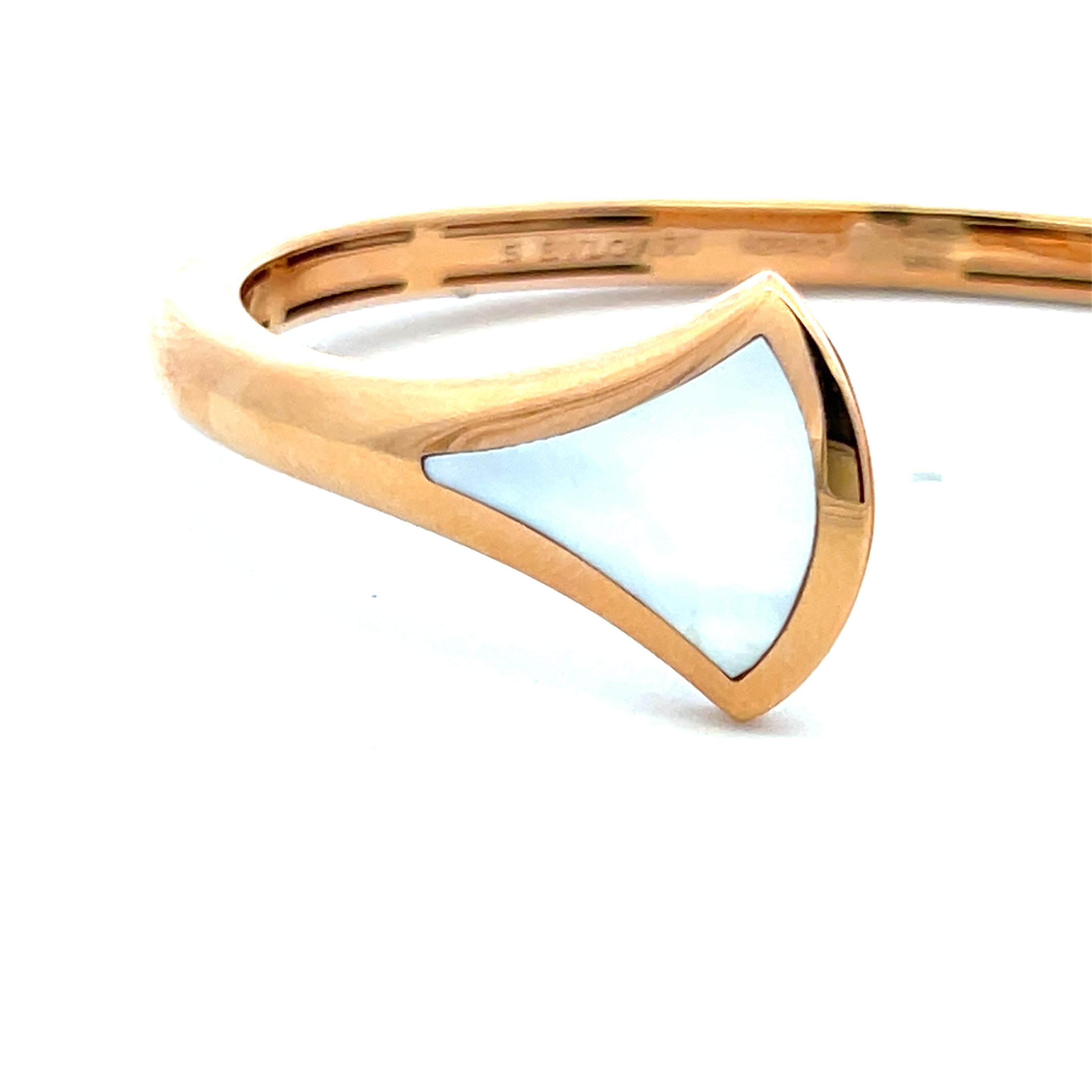 Bvlgari 0.16 Carat Round Brilliant Diamond 18 Karat Rose Gold Cuff Bracelet