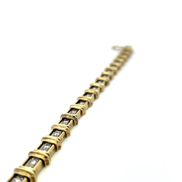 3.00 Carat Round Brilliant H SI1 Diamond 14 Karat Yellow Gold Tennis Bracelet