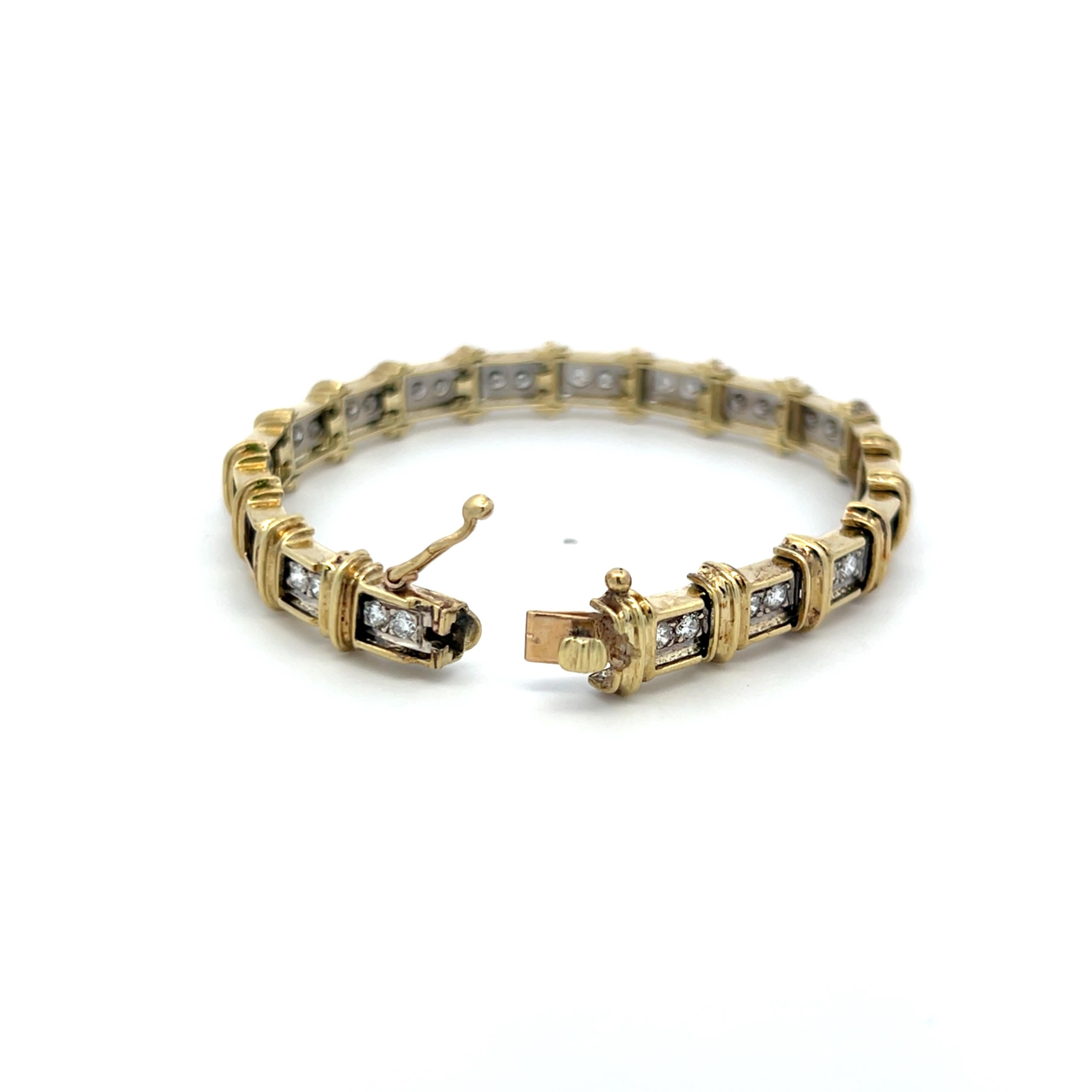 3.00 Carat Round Brilliant H SI1 Diamond 14 Karat Yellow Gold Tennis Bracelet