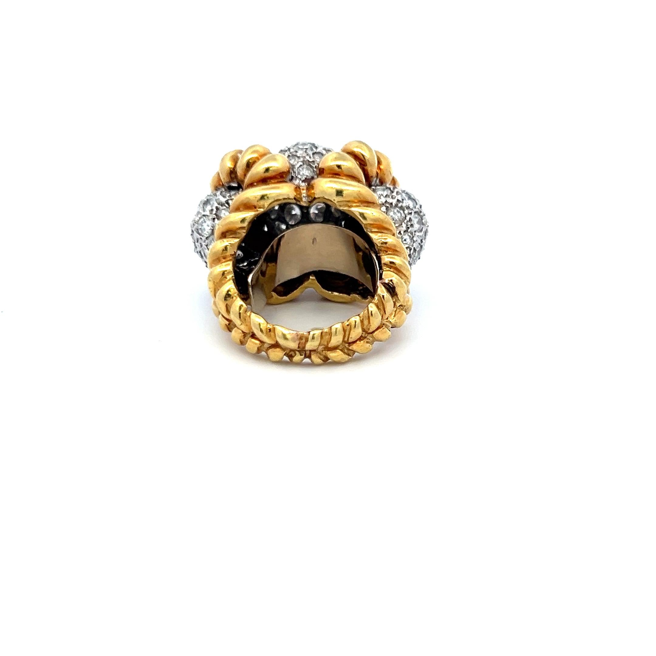 6.50 Carat Old European Cut Diamond 18 Karat Two Tone Gold Cocktail Ring