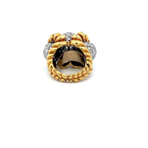 6.50ct Old European Cut Diamond 18K Two-Tone Gold Vintage Cocktail Ring