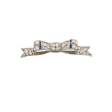 0.80 Carat Old European Diamond 0.08 Carat Sapphire Platinum Pin Brooch