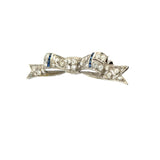 0.80 Carat Old European Diamond 0.08 Carat Sapphire Platinum Pin Brooch