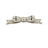 0.80 Carat Old European Diamond 0.08 Carat Sapphire Platinum Pin Brooch