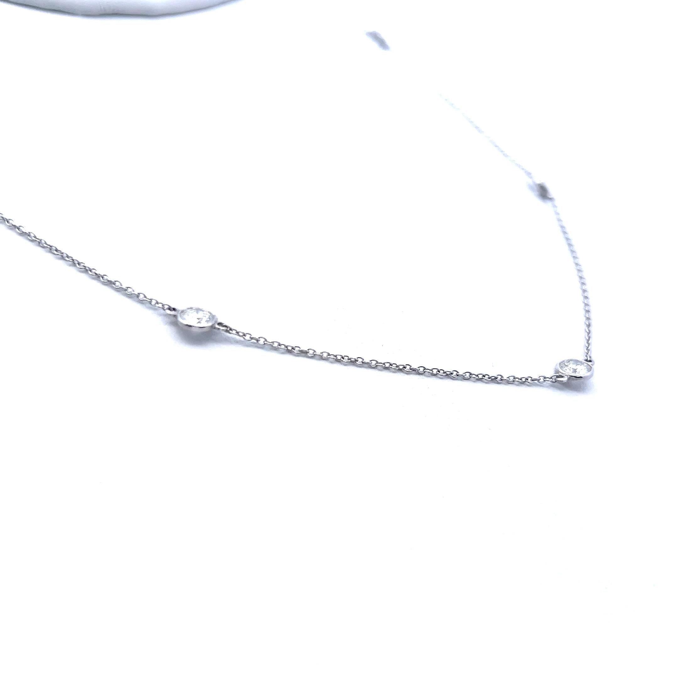 Tiffany & Co Vintage Platinum Link Necklace with 1 Carat Round G VS1 Diamonds
