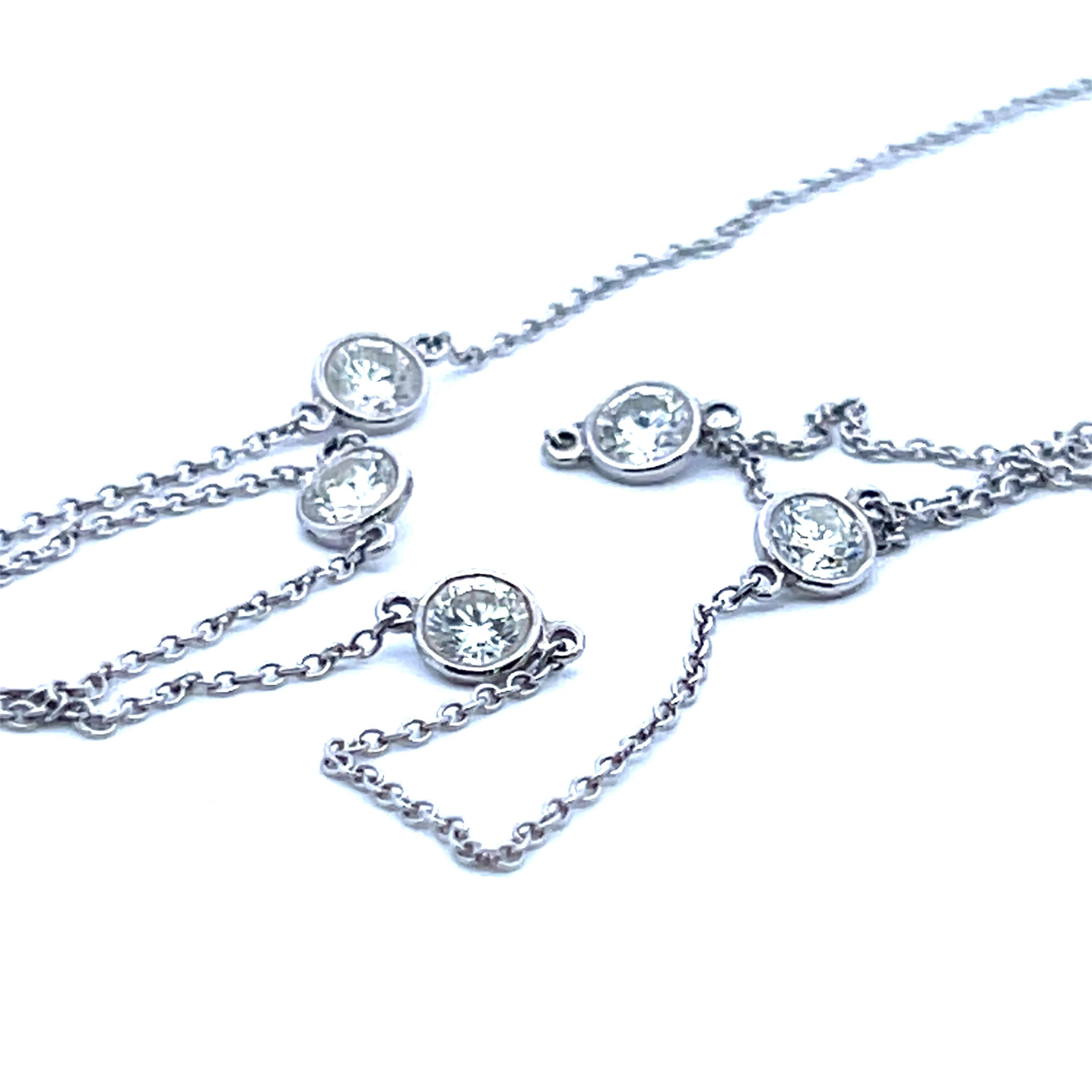 Tiffany & Co Vintage Platinum Link Necklace with 1 Carat Round G VS1 Diamonds