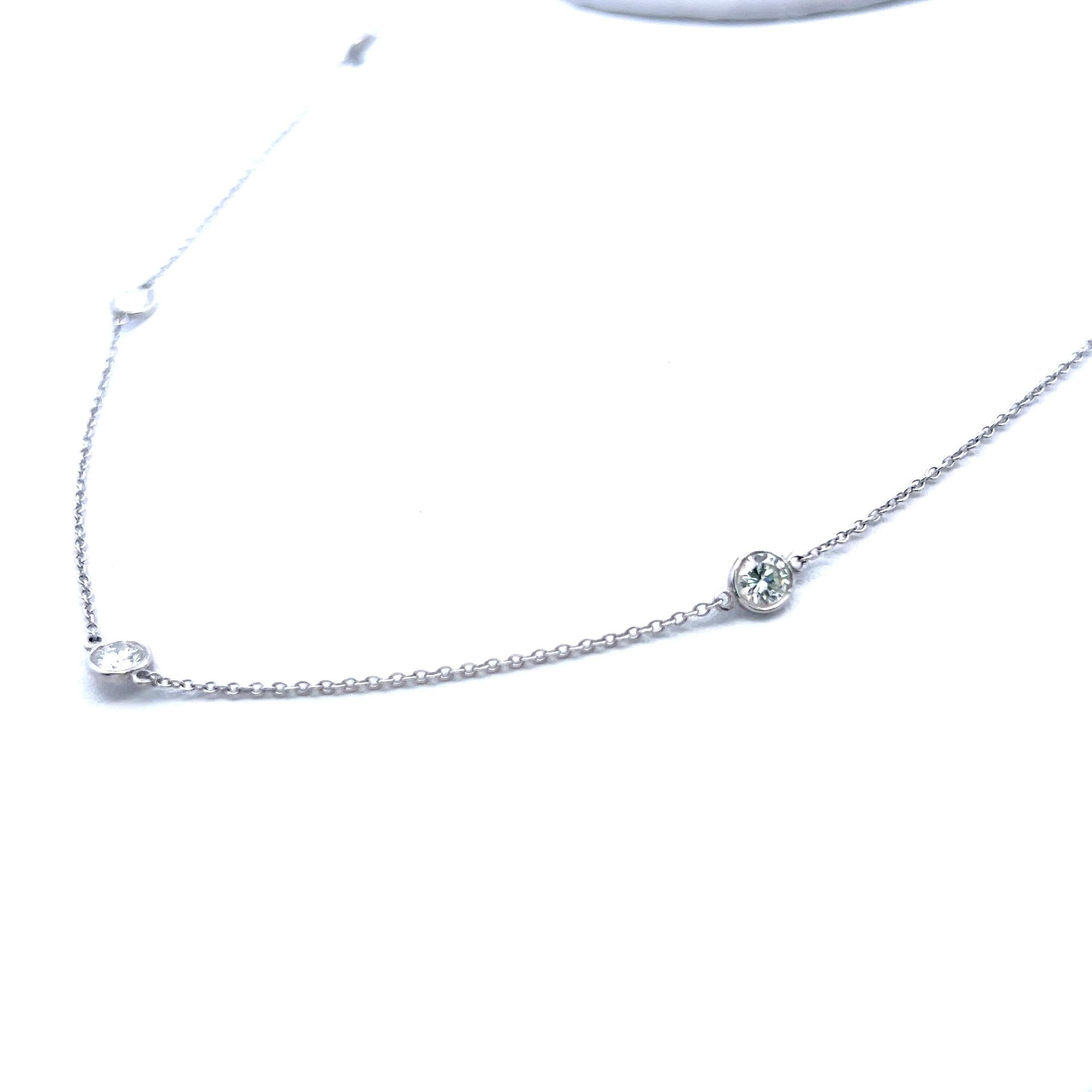 Tiffany & Co Vintage Platinum Link Necklace with 1 Carat Round G VS1 Diamonds