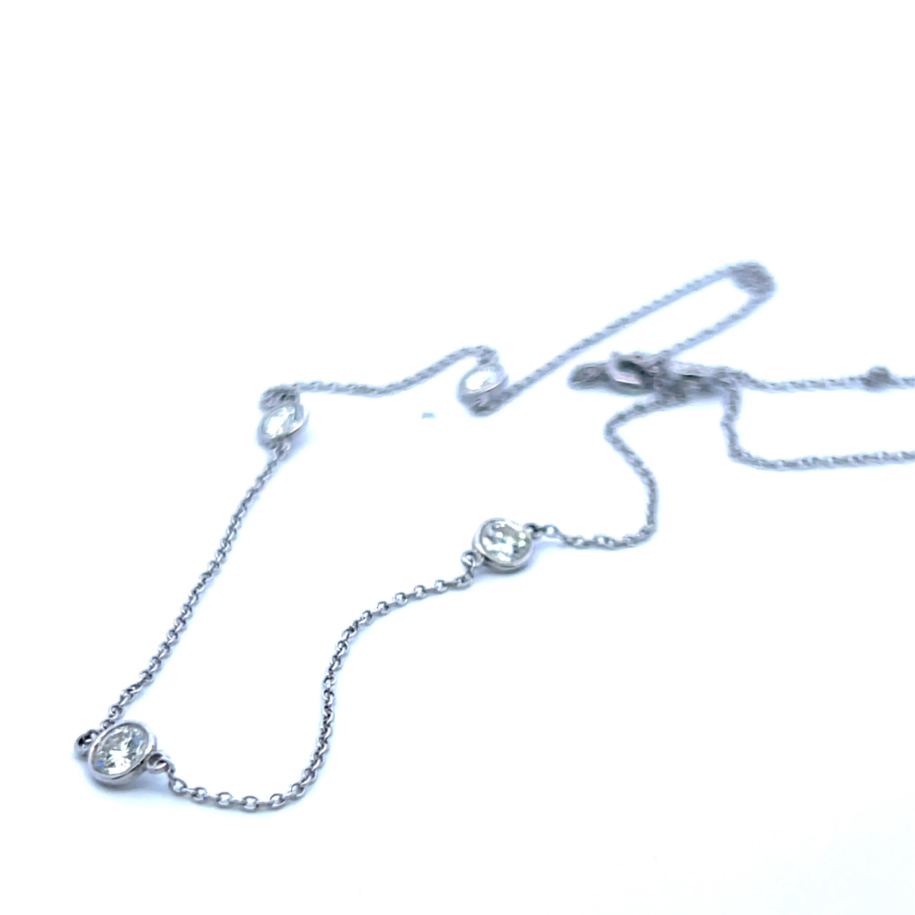 Tiffany & Co Vintage Platinum Link Necklace with 1 Carat Round G VS1 Diamonds