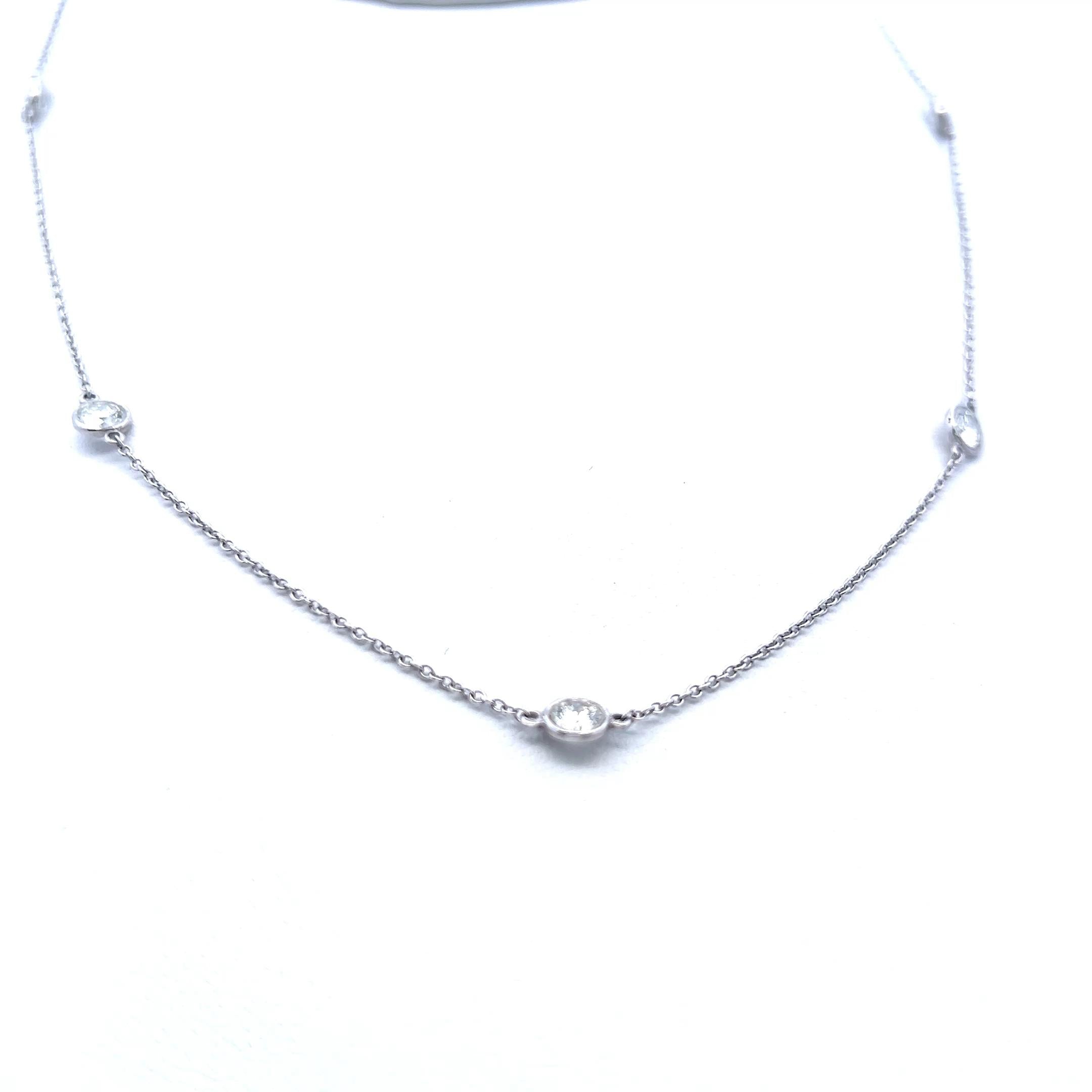 Tiffany & Co Vintage Platinum Link Necklace with 1 Carat Round G VS1 Diamonds
