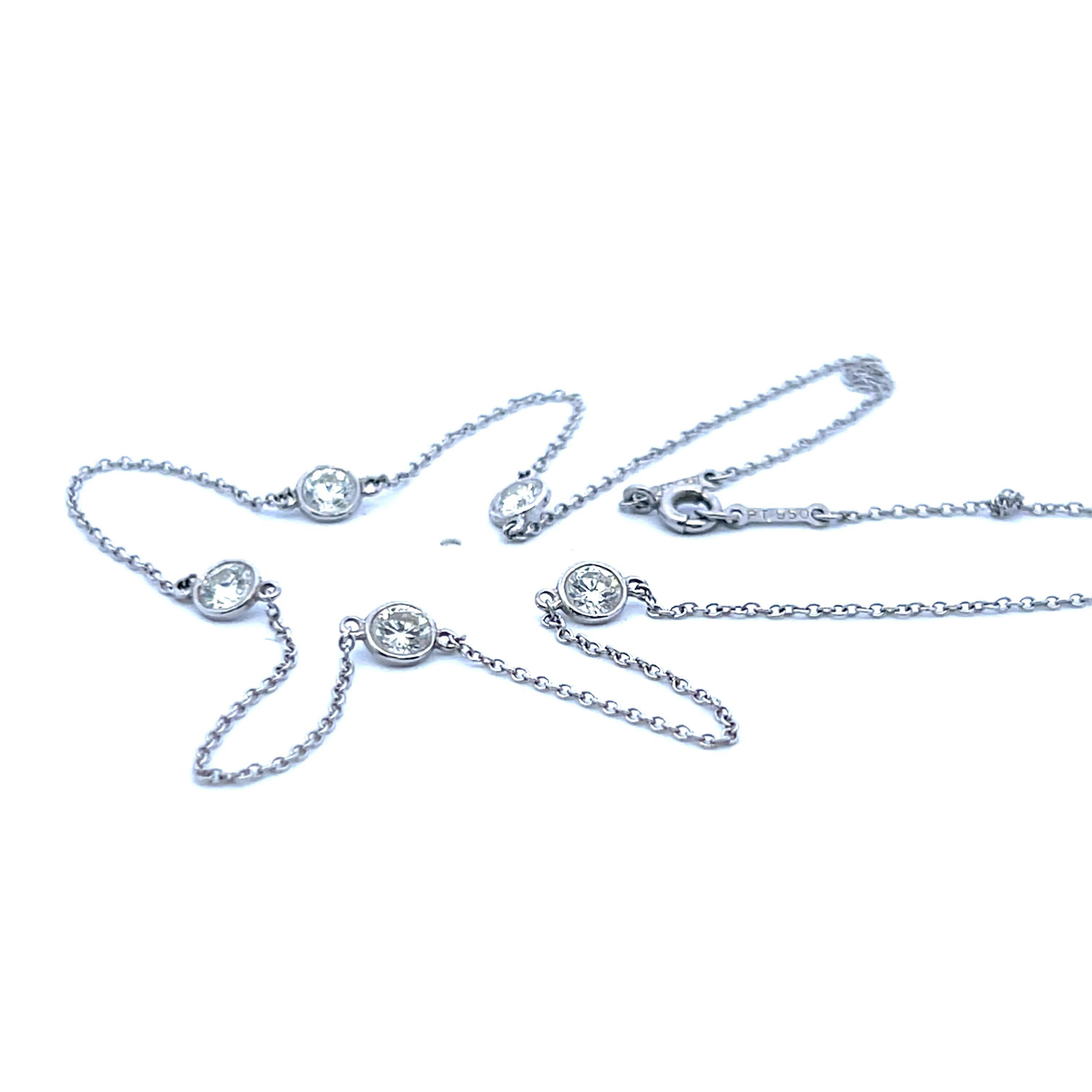 Tiffany & Co Vintage Platinum Link Necklace with 1 Carat Round G VS1 Diamonds