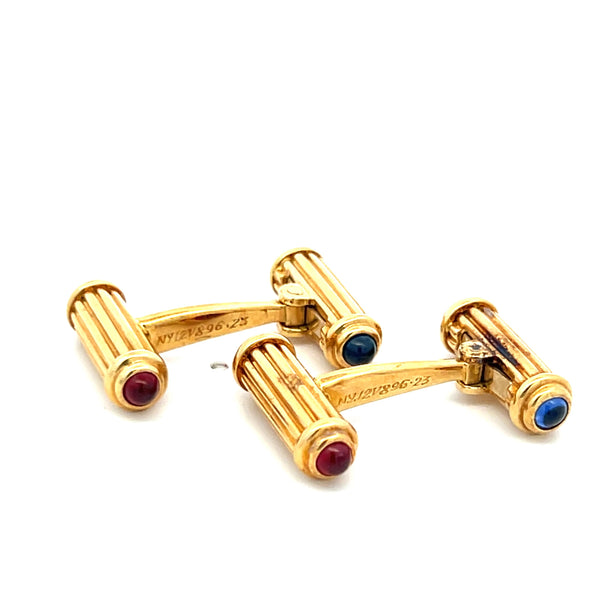 Van Cleef & Arpels 0.80 Carat Ruby Sapphire 18K Yellow Gold Whale Back Cufflinks