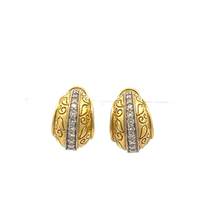 0.66 Carat Round Brilliant I SI1 Diamond 18 Karat Yellow Gold Clip On Earrings