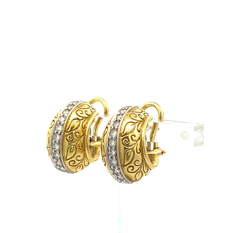 0.66 Carat Round Brilliant I SI1 Diamond 18 Karat Yellow Gold Clip On Earrings