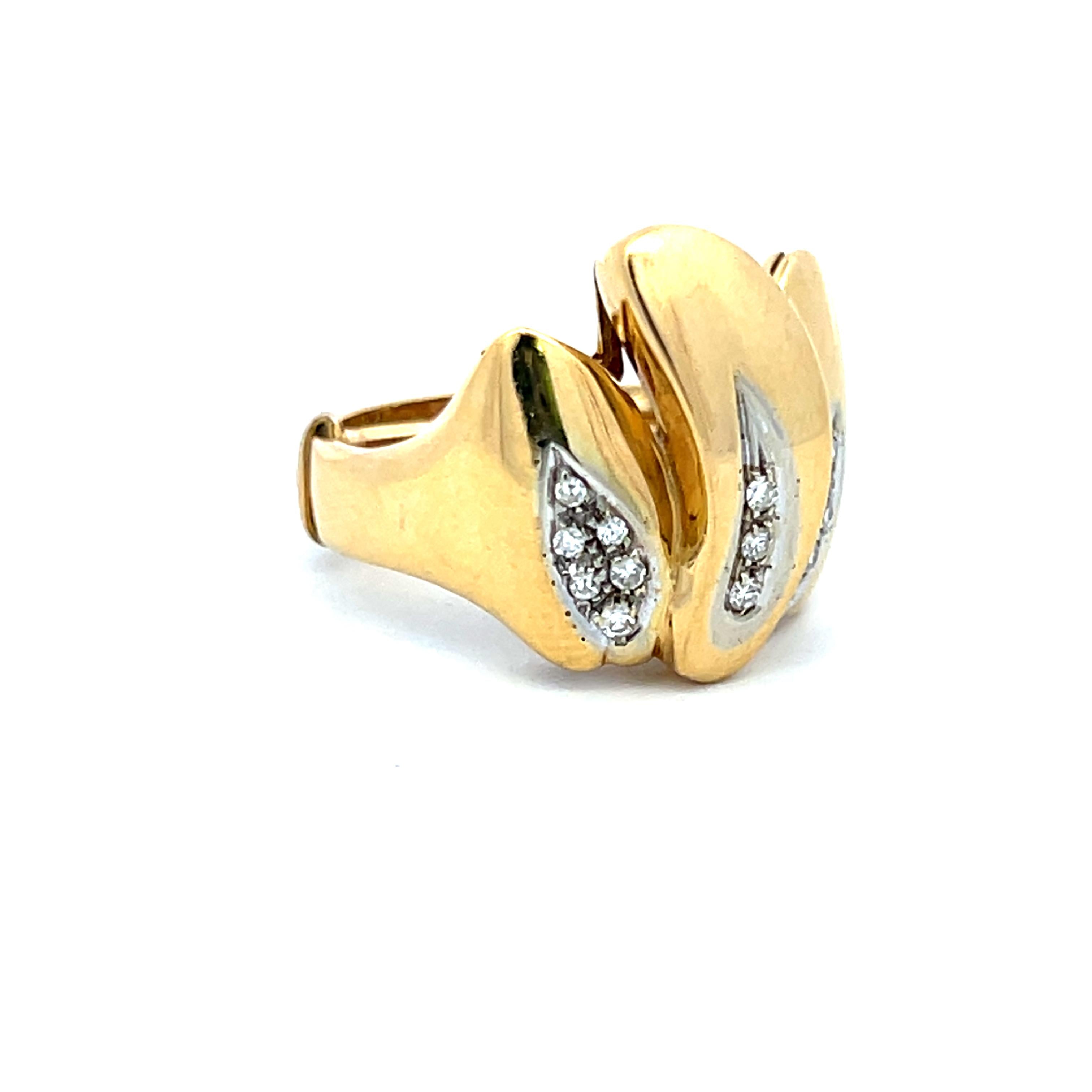 Estate 18K Yellow Gold Cocktail Ring with 0.15 Carat Round I SI1 Diamonds