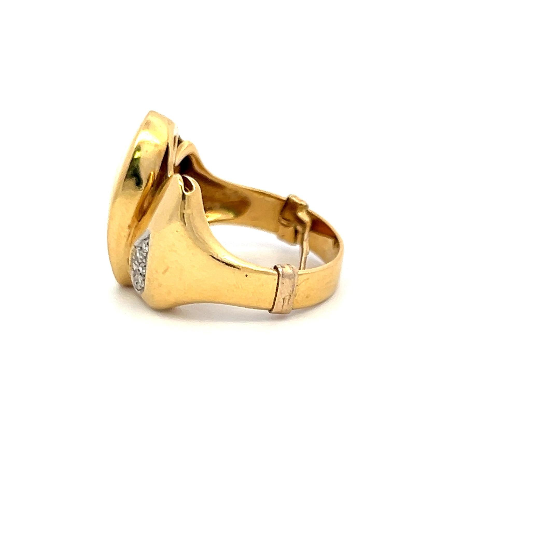 Estate 18K Yellow Gold Cocktail Ring with 0.15 Carat Round I SI1 Diamonds