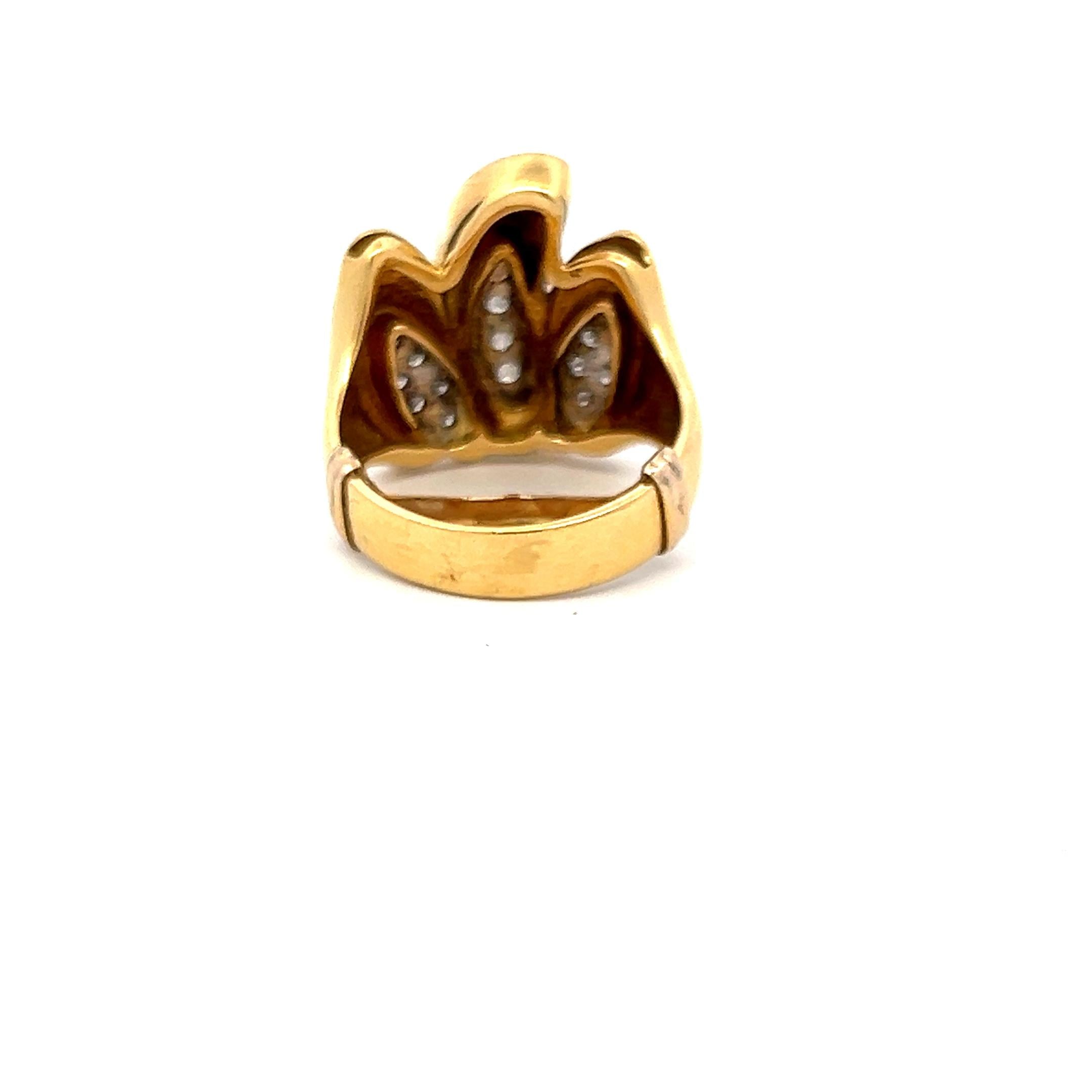 Estate 18K Yellow Gold Cocktail Ring with 0.15 Carat Round I SI1 Diamonds