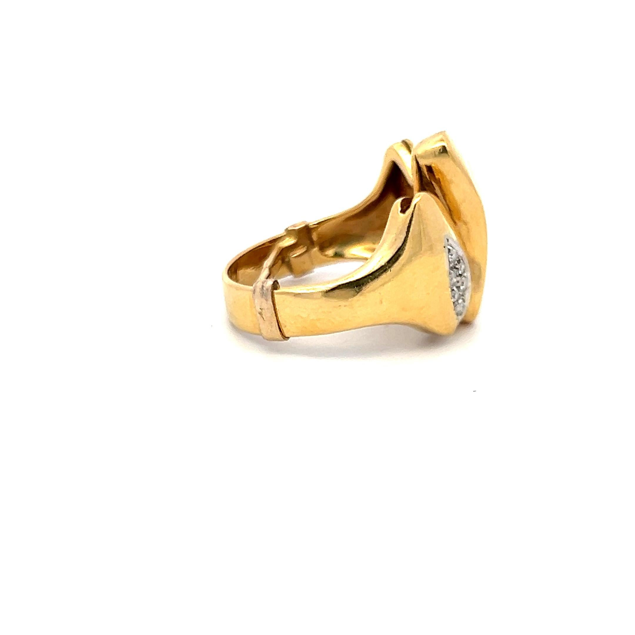 Estate 18K Yellow Gold Cocktail Ring with 0.15 Carat Round I SI1 Diamonds