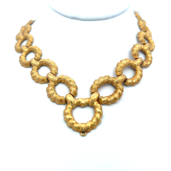 Vintage 118.75 Grams Textured 18 Karat Yellow Gold Link Necklace