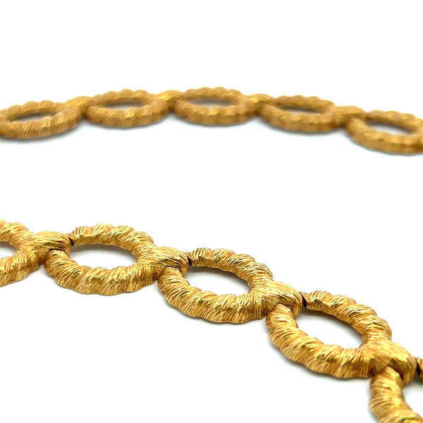 Vintage 118.75 Grams Textured 18 Karat Yellow Gold Link Necklace