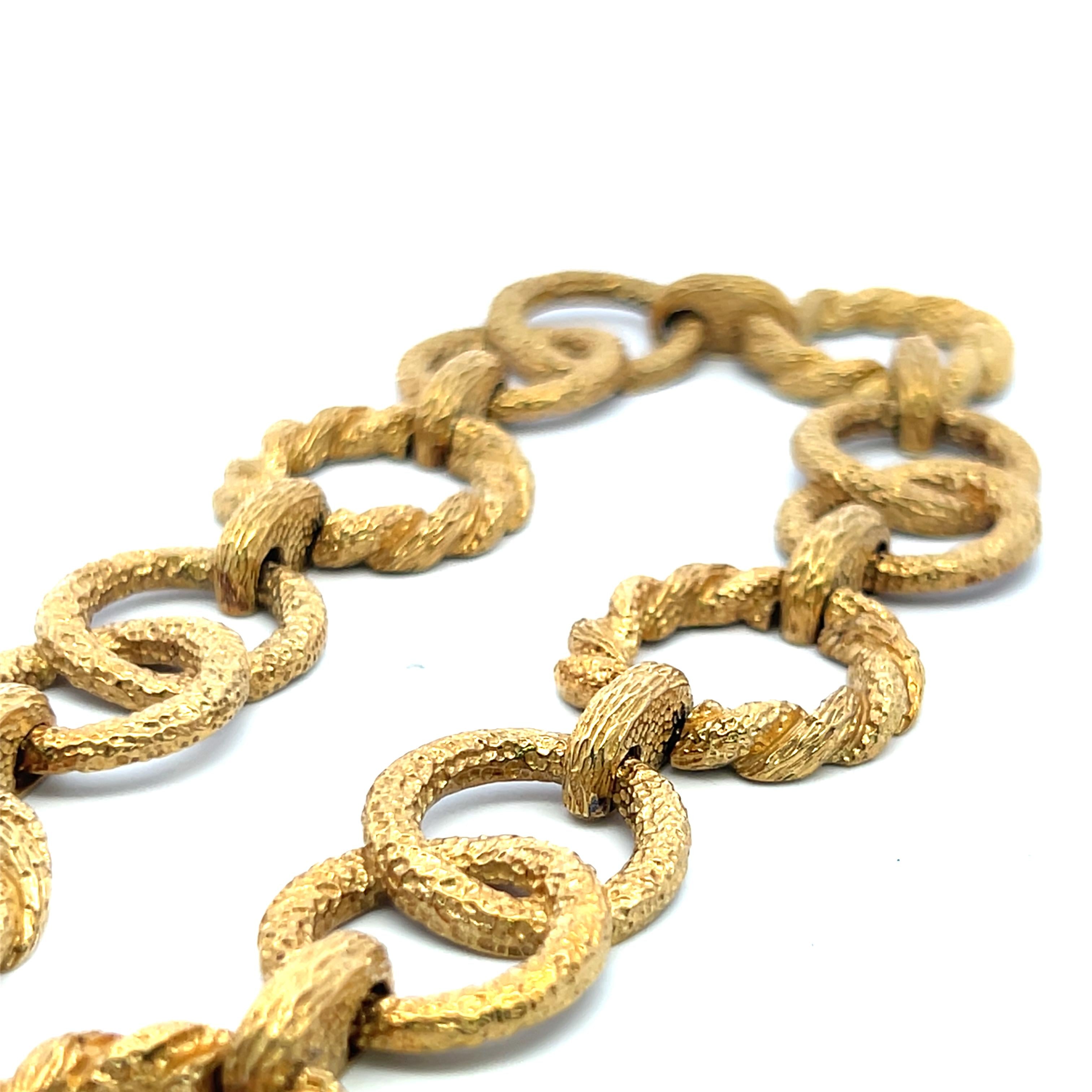 Vintage 18 Karat Yellow Gold Bold Textured Link Necklace 171.3 Grams