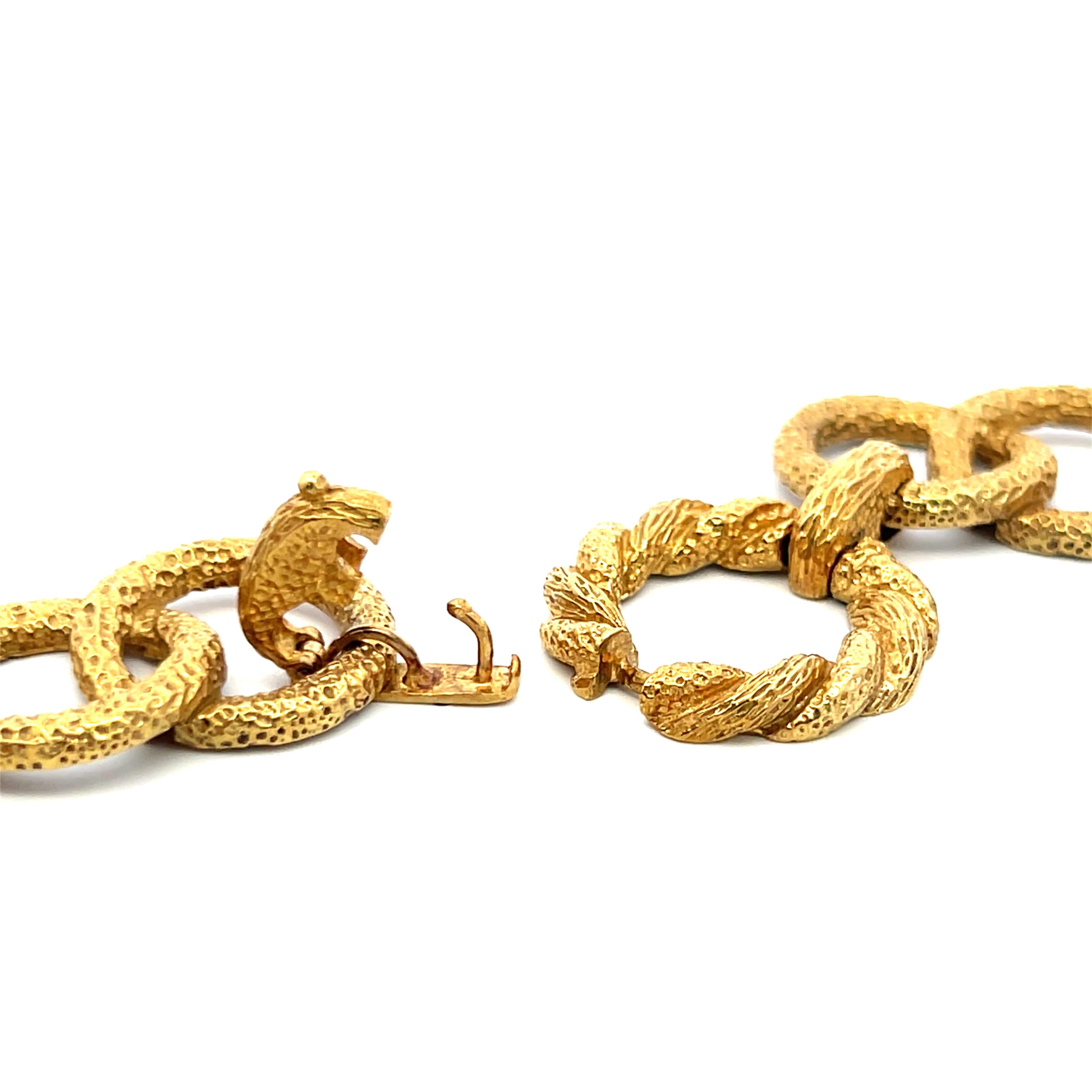 Vintage 18 Karat Yellow Gold Bold Textured Link Necklace 171.3 Grams