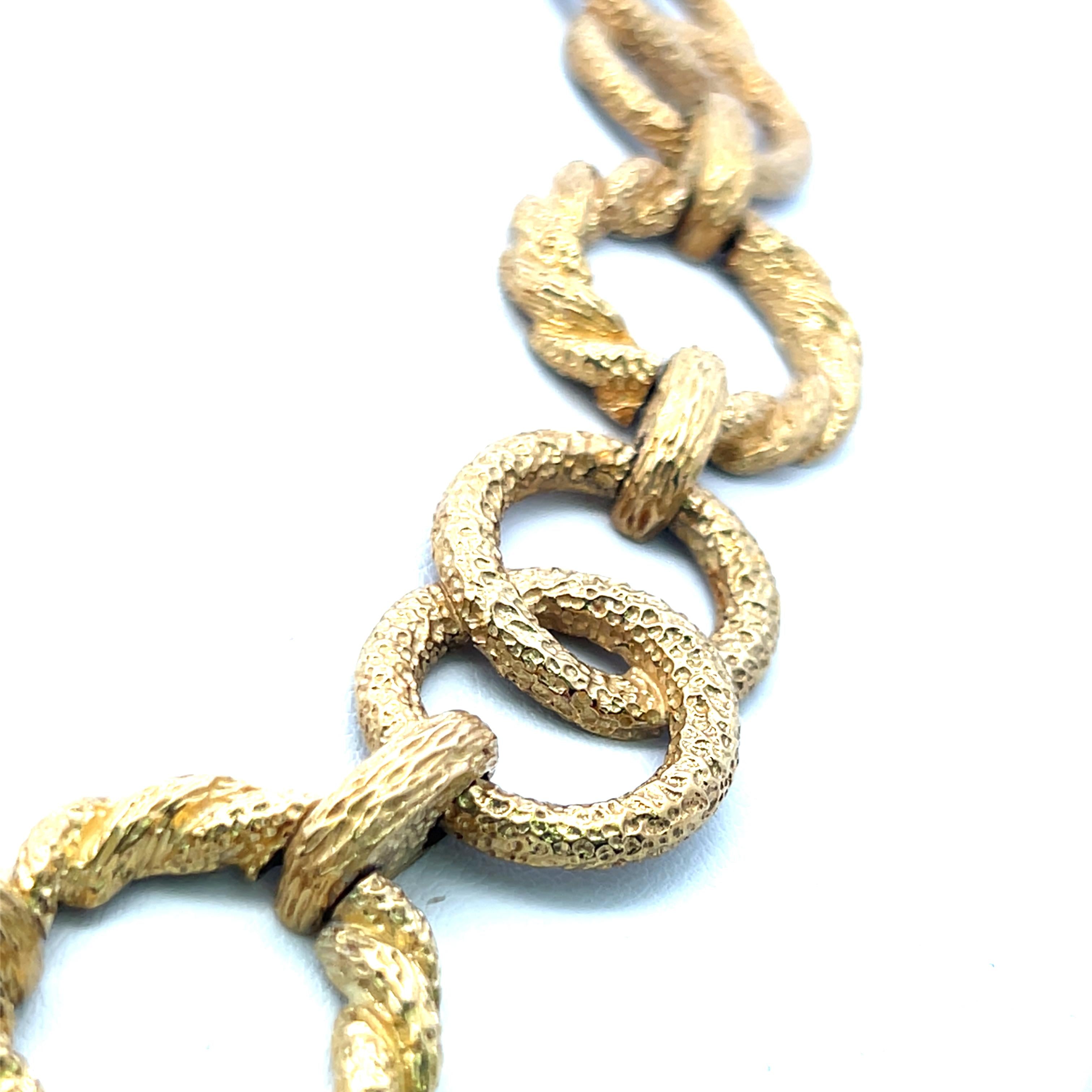 Vintage 18 Karat Yellow Gold Bold Textured Link Necklace 171.3 Grams