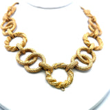 Vintage 171.30 Grams Textured 18 Karat Yellow Gold Link Necklace