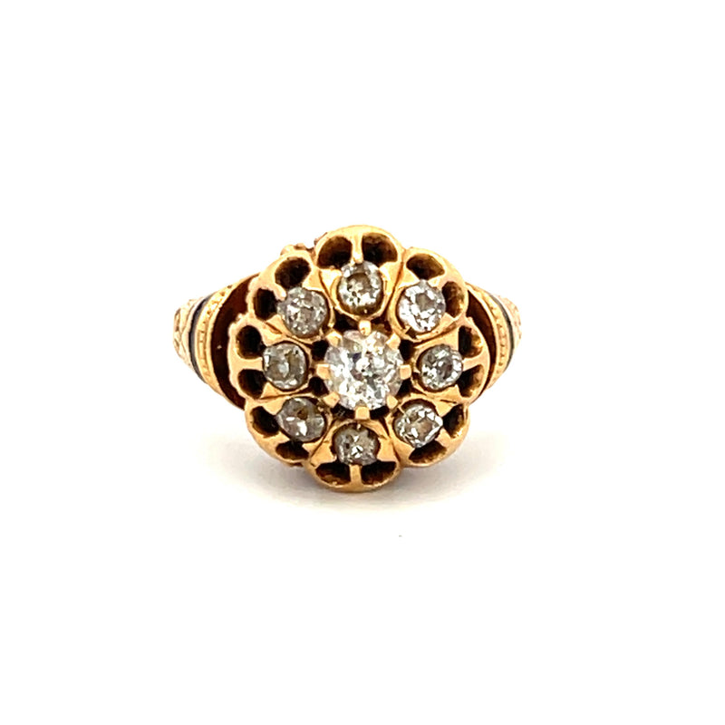 0.60 Carat Old European Cut L I1-SI2 Diamond 18 Karat Yellow Gold Edwardian Ring