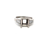 0.60 Carat Baguette Shape H SI1 Diamond Platinum Semi Mount Ring